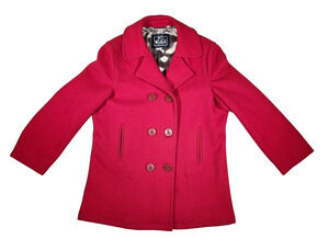 The Woolrich Woman 14 Vintage Wool Double Breasted Red Coat Jacket Missing Tag